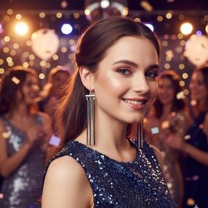 ✨ Black & Silver Multi-Chain Dangle Earrings Vintage ✨